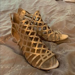 Gold Gladiator Wedge Heels